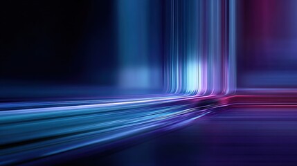 16K ultra-high resolution futuristic abstract background: blurred blue and purple lines + high-speed light streaks on dark backdrop, motion blur captured with 50mm lens at f/2.8