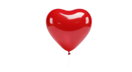 A single bright red heart shaped balloon floating.