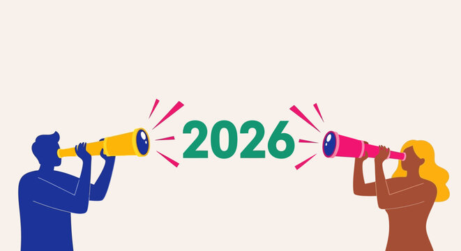 Looking Ahead A Colorful Illustration Depicting the Year 2026 and Future Perspectives
