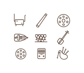 Global Melodies Illustrated Collection of Musical Instrument Outline Icons
