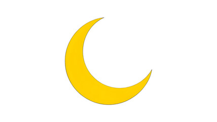 A bright yellow crescent moon icon with a smooth curved shape isolated on transparent background