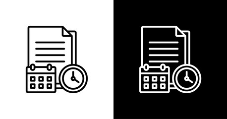 Time Management  White Icon Set Design