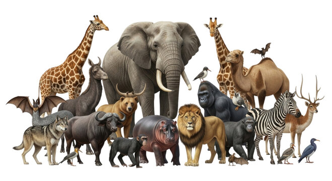 Collection of african animals transparent background cutout png