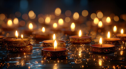 World Religion Dayconcept:Many burning candles with shallow depth of field