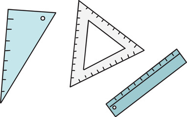 각도자와 삼각자 자 세트 일러스트