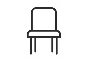 Chair icon vector providing a simple line art illustration of furniture and a seat on a transparent background