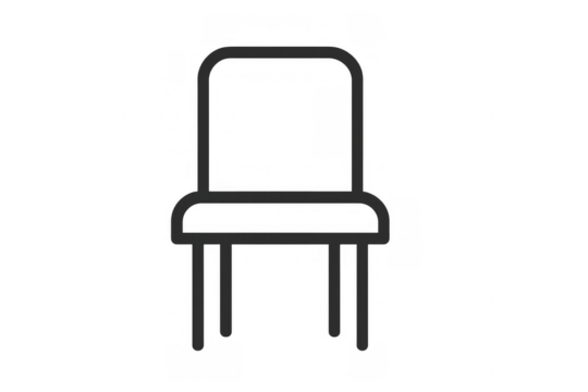 Chair icon vector providing a simple line art illustration of furniture and a seat on a transparent background