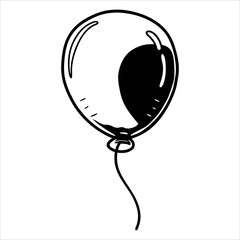 Shiny Round Balloon Outline Drawing Reflective Surface Holiday Decoration Celebration Element Fun Festive Air Balloon Minimalist Party Favor Black White