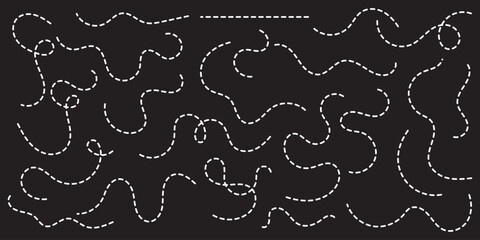 Hand drawn curve dotted line . dashed hand drawn squiggle loopy line set . vector icon .