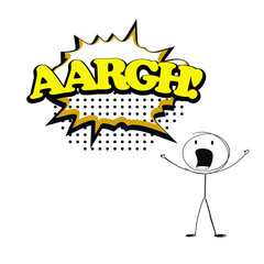 Comic book style depiction of a stick figure shouting 