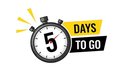 Countdown timer showing five days remaining until event