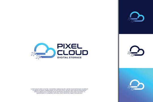 Cloud pixel logo design template