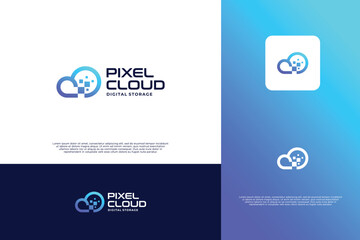 Pixel cloud logo design inspiration