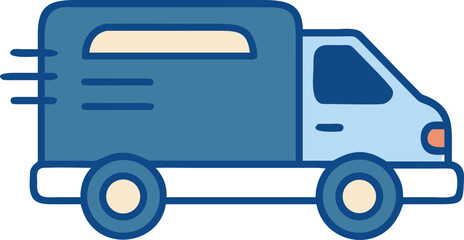 Blue delivery van icon with cream and orange accents truck vehicle