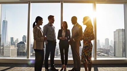 Business Team Collaboration with City View - Powered by Adobe