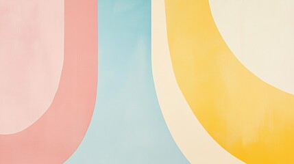 Abstract curved shapes in pastel hues, backdrop, minimalist aesthetic art