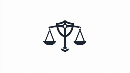 Justice scales shield icon; legal concept