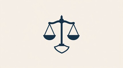 Justice scales symbol, neutral background, legal concept, website icon
