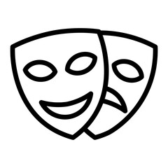 Tragedy Mask Vector Line Icon Design