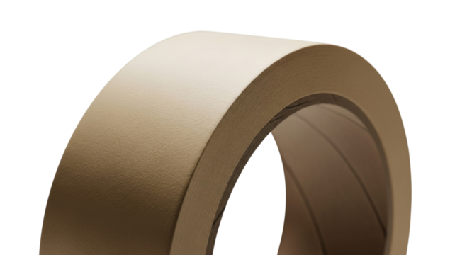 Brown paper tape roll transparent background cutout png