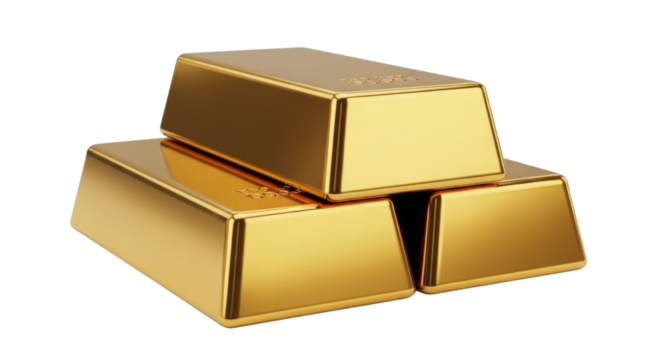 Stack of gold bars transparent background cutout png
