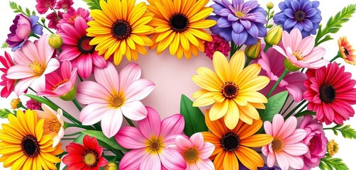 Vibrant vector illustration of birth month flowers arranged in a bouquet,  decoration,   floral graphics