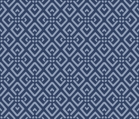 Japanese Geometric Flower Diamond Vector Seamless Pattern