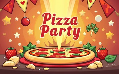 vector pizza party flyer invitation template design. High quality