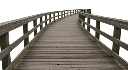Wooden boardwalk path leading into darkness transparent background cutout png