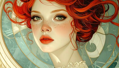 Portrait Woman With Vibrant Red