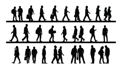 Walking people silhouettes collection Vector