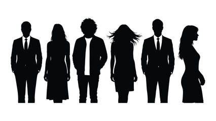 Diverse group of people silhouettes Vector