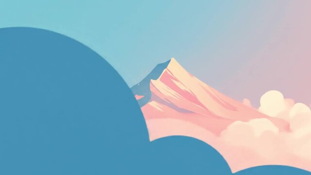 illustration mountain with clouds Videos