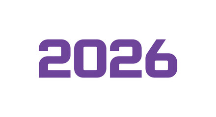 Bold purple numbers representing the year 2026 isolated on a clean white background