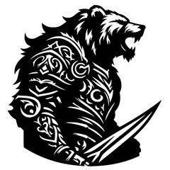 Bear knight character silhouette