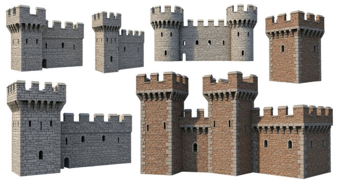 Medieval castle collection transparent background cutout png