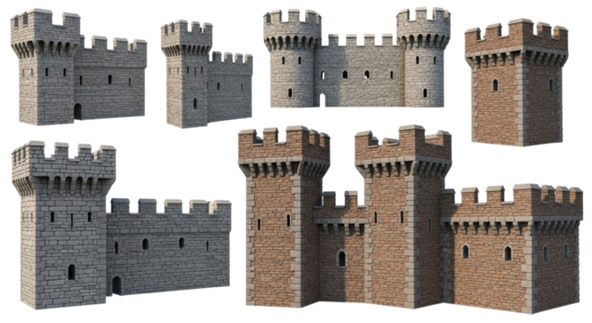 Medieval castle collection transparent background cutout png
