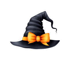 Classic witch hat with orange bow for Halloween decor