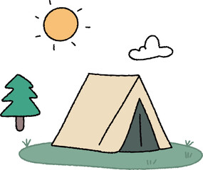 나무와 자연에서 캠핑 일러스트 세트 3