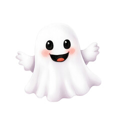 Cheerful cartoon ghost with a friendly smile