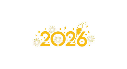 Bright and festive 2026 numbers with sparkling confetti and celebratory elements