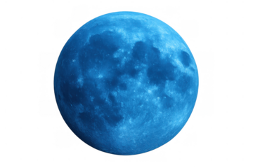 Blue moon creating a concept of rare events, full lunar eclipse or cosmic phenomena on transparent background