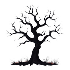 Gnarled black tree silhouette with intricate branches
