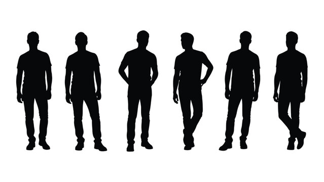 Diverse male silhouettes standing Vector