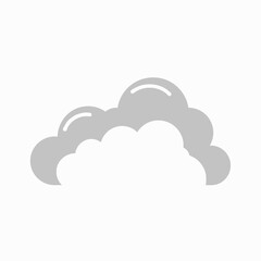 Fototapeta premium A simple grey cartoon cloud icon with highlights on a light background.