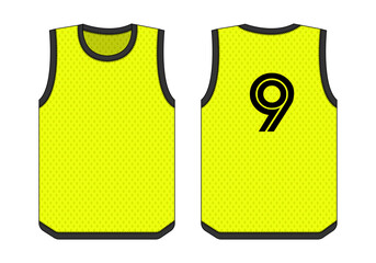 Training bibs vector template illustration / Fluorescent Yellow