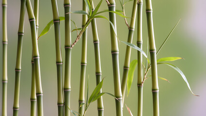Green Bamboo Stems, Natural Tropical Background for Eco, Spa, and Zen Design
