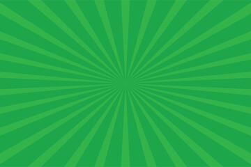 Green sunburst background radial lines radiating from the center vector illustration for graphic design and retro style projects