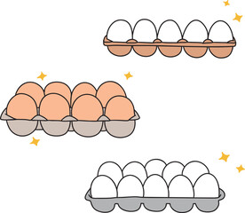 계란이 들어 있는 계란판 만화 일러스트