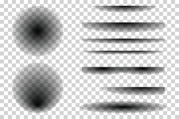 Set of realistic shadow effects transparent overlay shadows for graphic design isolated on transparent background. EPS vector illustration